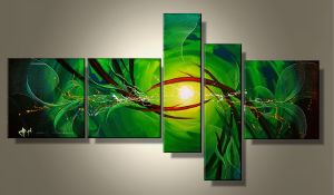Tableaux design vert Abstrait Green Five