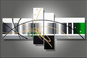 Tableau triptyque vert noir blanc