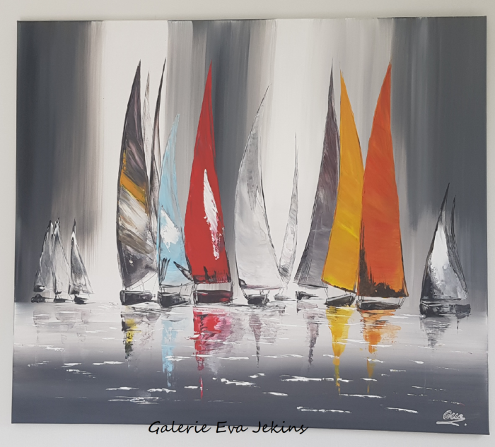 Tableau Abstrait xxl Marine -signé EVA JEKINS
