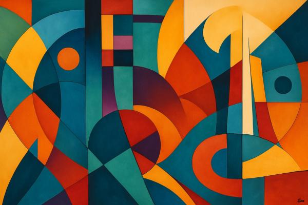 Peinture Abstraite colorée Géométrique Hight Kub