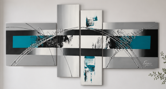 Tableaux Design Gris Bleu Noir Blanc - Artiste Eva Jekins