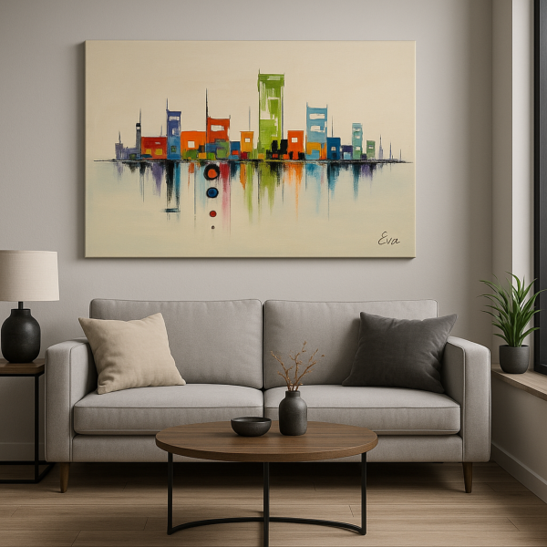 Tableau Moderne « Urban Symphony » – Œuvre Signée Eva Jekins 