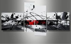 Tableaux Abstrait Signature Rouge Noir Blanc - Artiste E.J.RAC