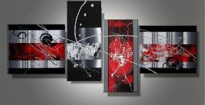 Tableaux Abstrait Best Design Rouge Gris - Artiste E.J.RAC