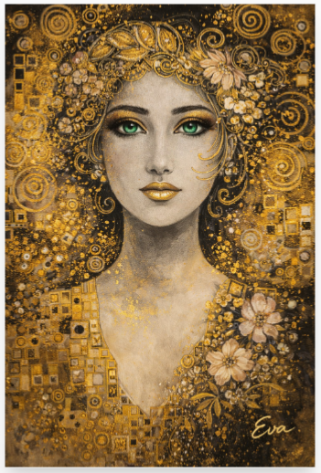 Portrait féminité Luxe doré - Artiste Eva Jekins