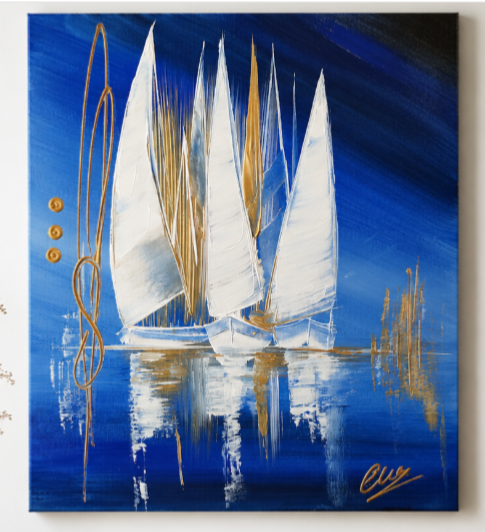 Tableaux Peinture Voiliers Bleu Outremer  Eva Jekins