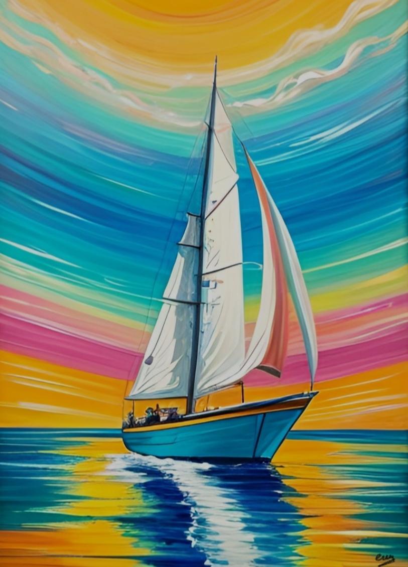 Grand tableau peinture xxl Marine Colorée 120 x 100 - Nouvelle Collection Excellence 