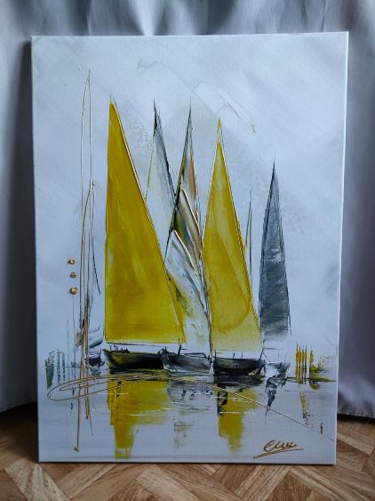 Tableau marine jaune moutarde 