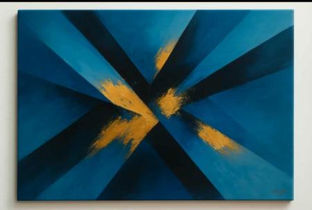 Tableau peinture bleu Abstrait 