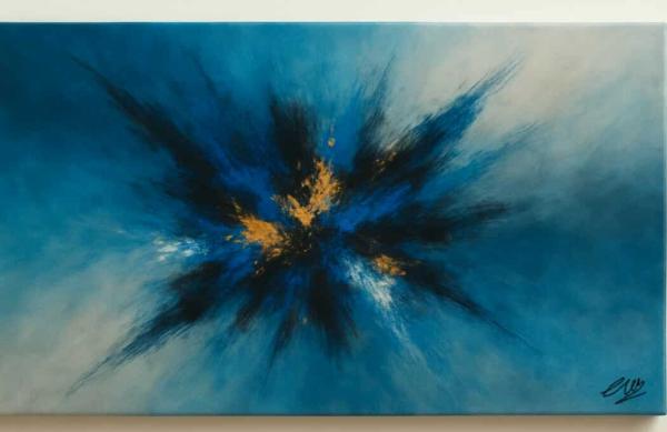 Grand tableau panoramique Bleu Canard Explosion
