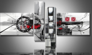 Tableau gris métal Rouge XXL 260x100cm