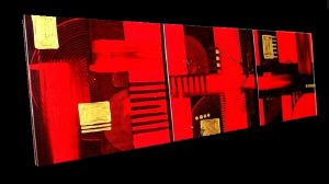 Tableau design rouge noir triptyque