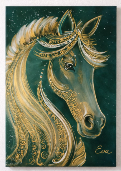 Tableau Cheval Emeraude - Artiste Eva Jekins