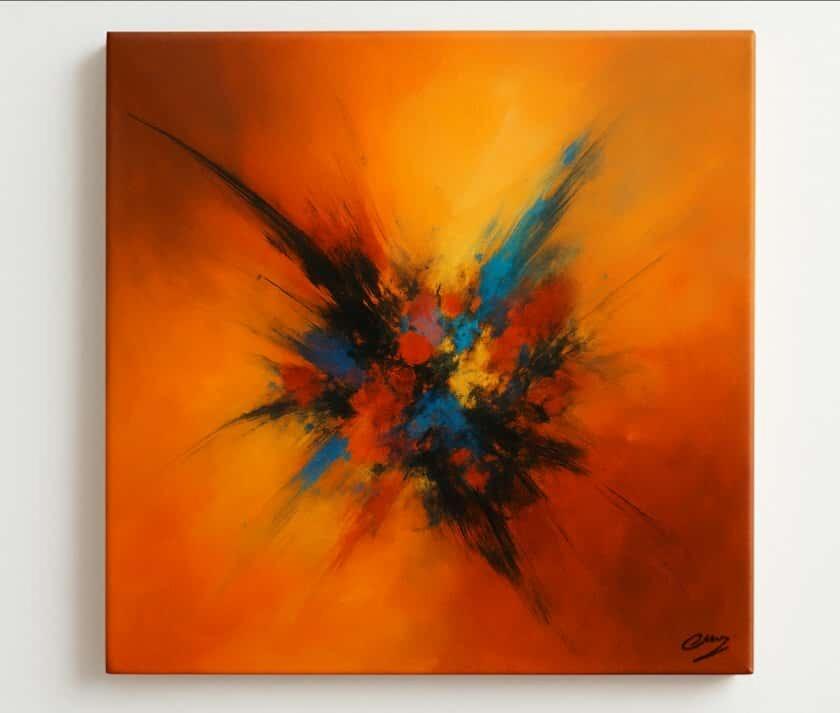 Tableau peinture carré Orangé Ame Evanescente