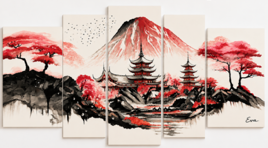 Tableau peint main japon Eva Jekins