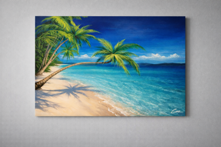 Tableau Bord de mer peint main 