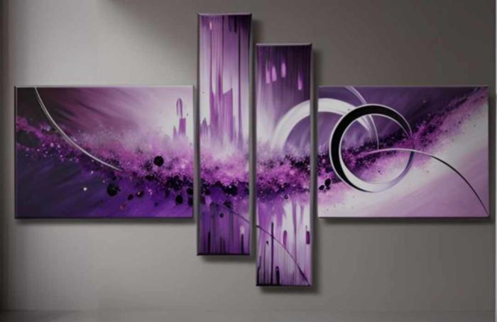 Tableau peinture violet Abstrait