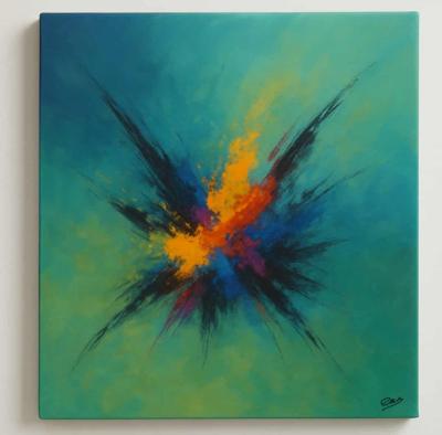 Tableau Abstrait Multicolore Explosion peinture