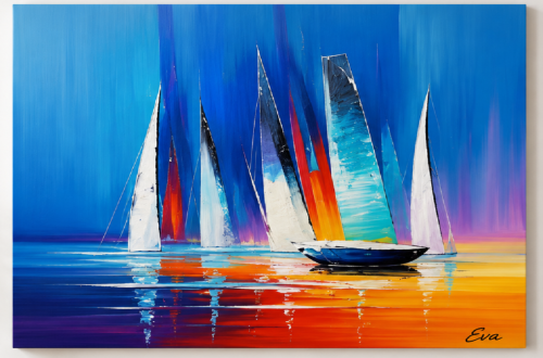 Tableau Marine Design Coloré XXL Moderne Eva Jekins