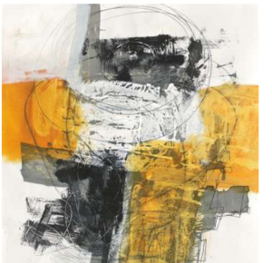 Tableau design carré jaune gris
